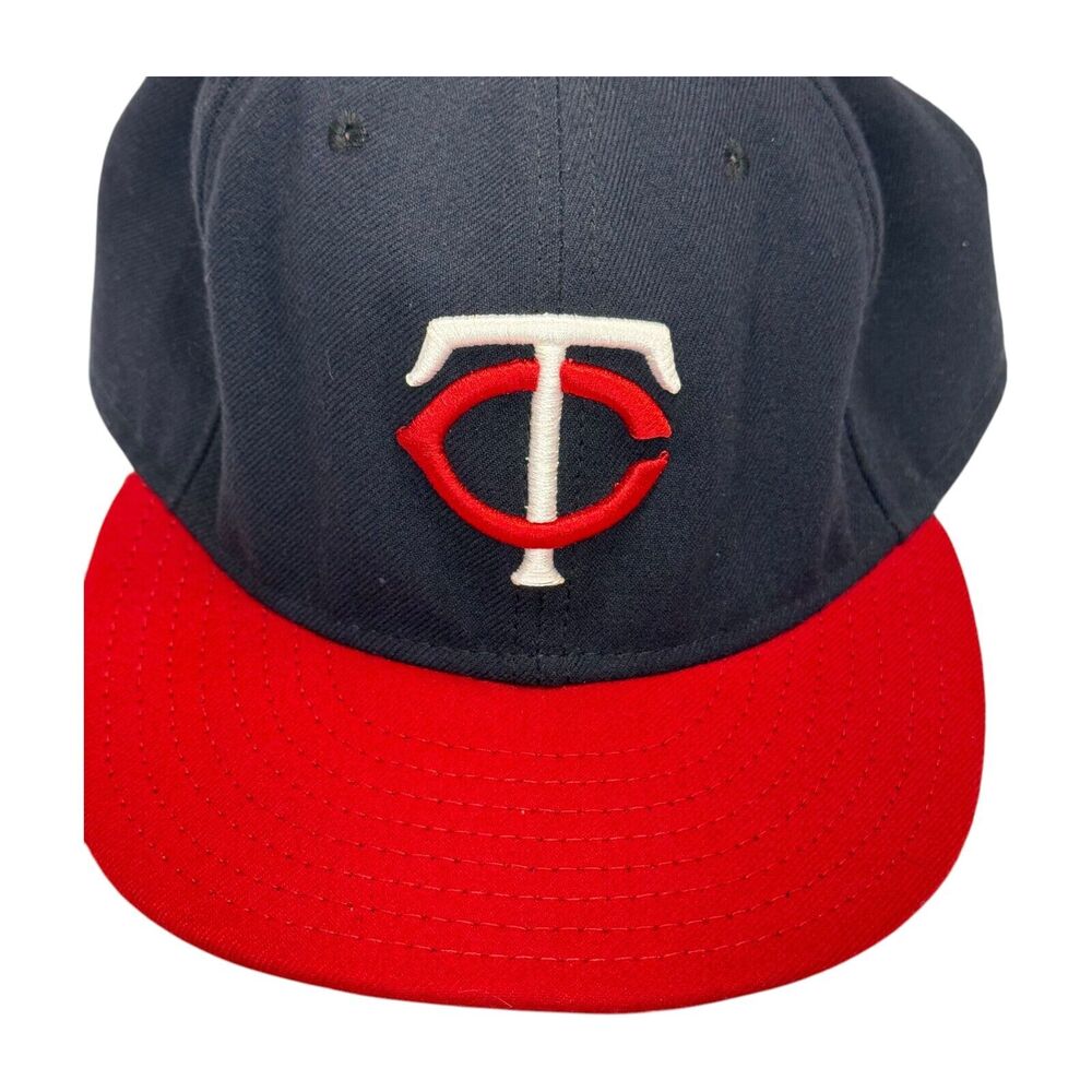 New Era 59fifty MLB Minnesota Twins Baseball Cap Men's 8 Black Red Fitted Hat - Picture 2 of 7